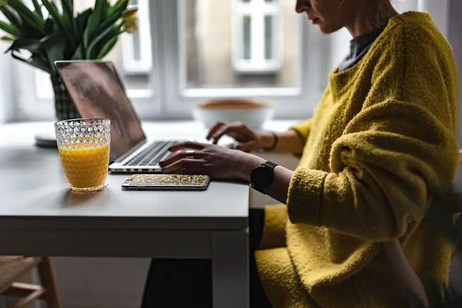 Planning social media content on a laptop